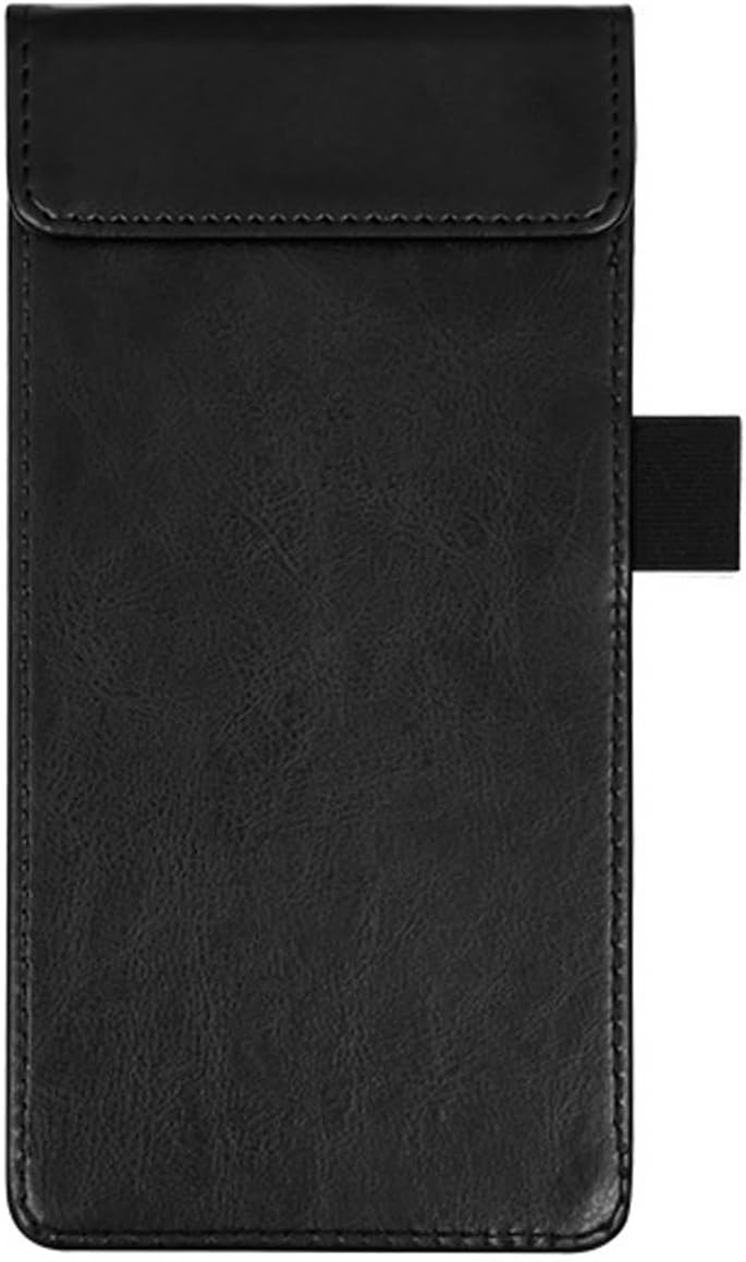 WELLYUK A6 Mini Pocket Clipboard, 7.9" X 3.9" Magnetic PU Notepad Server Pad Menu Holder with Pen Holder File Clip Folder Writing Pad for Business Office Restaurant Hotel - Image 1